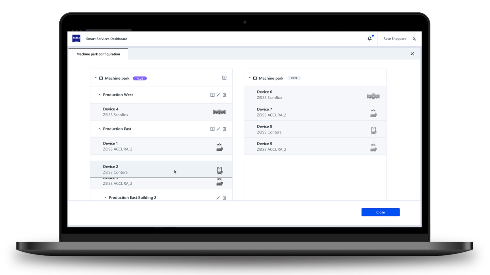 Device Organization (multiple machine categories)
