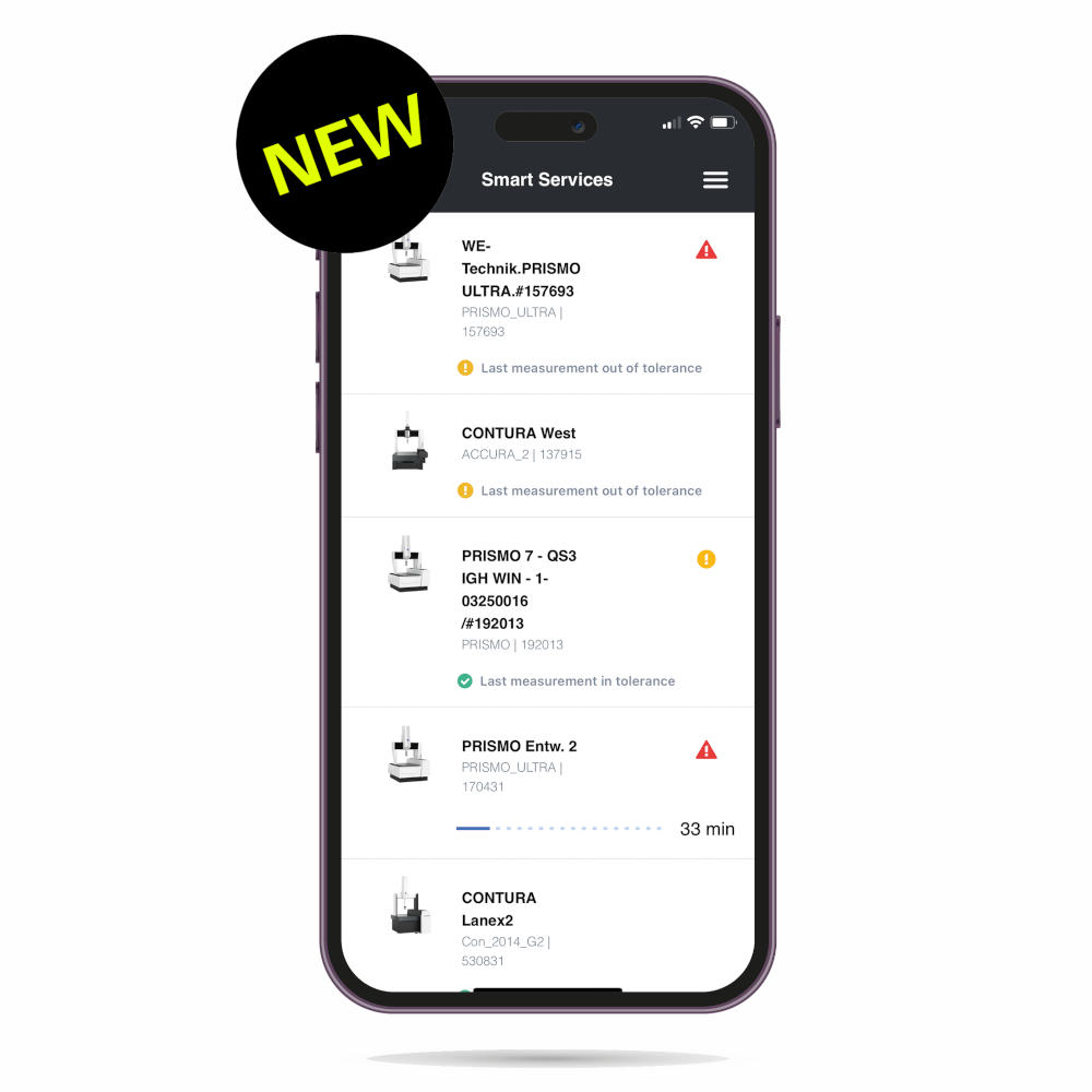 Mobile Overview of the ZEISS Smart Services Dashboard