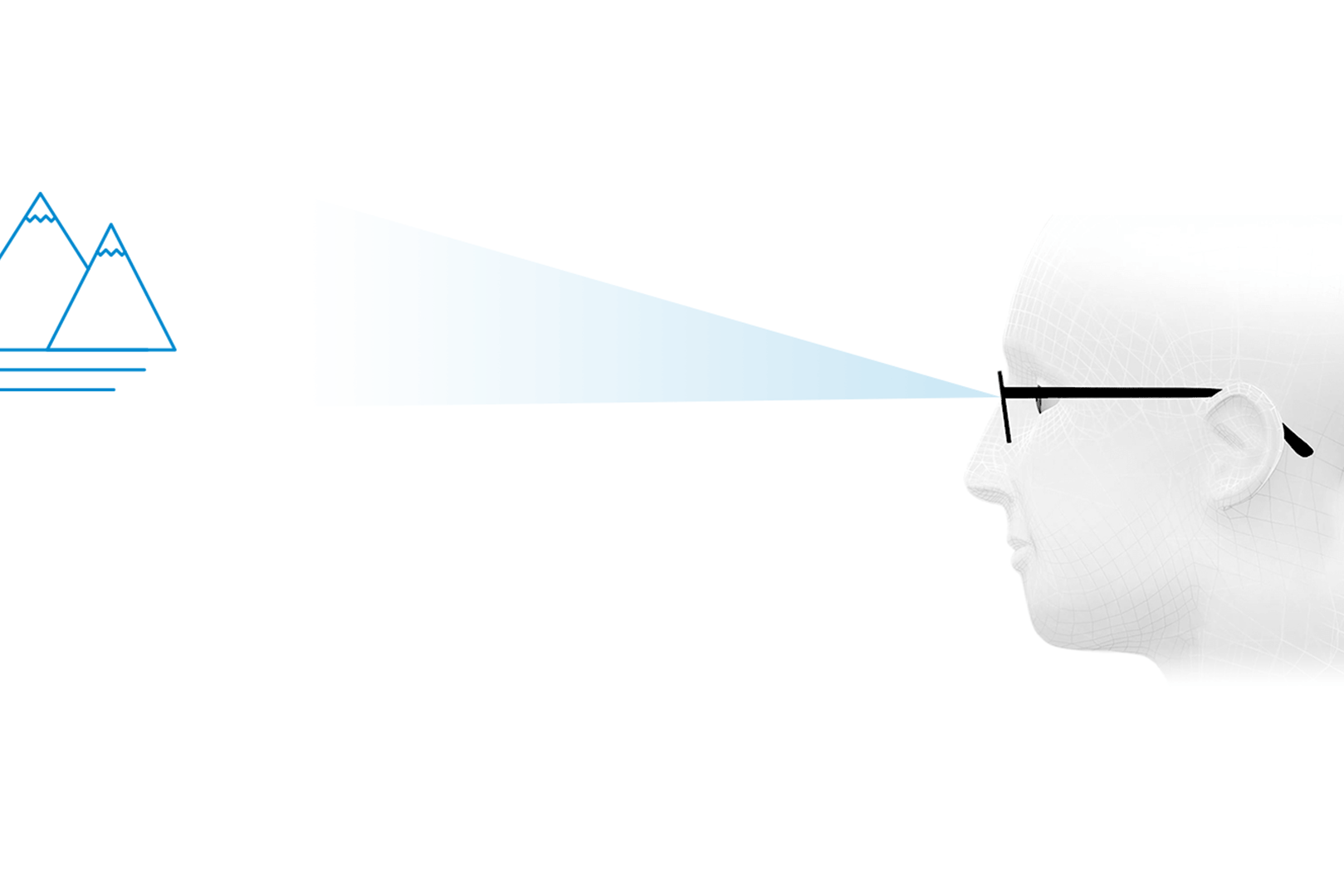 Optimum distance vision through the upper zone of the lens, the distance zone.