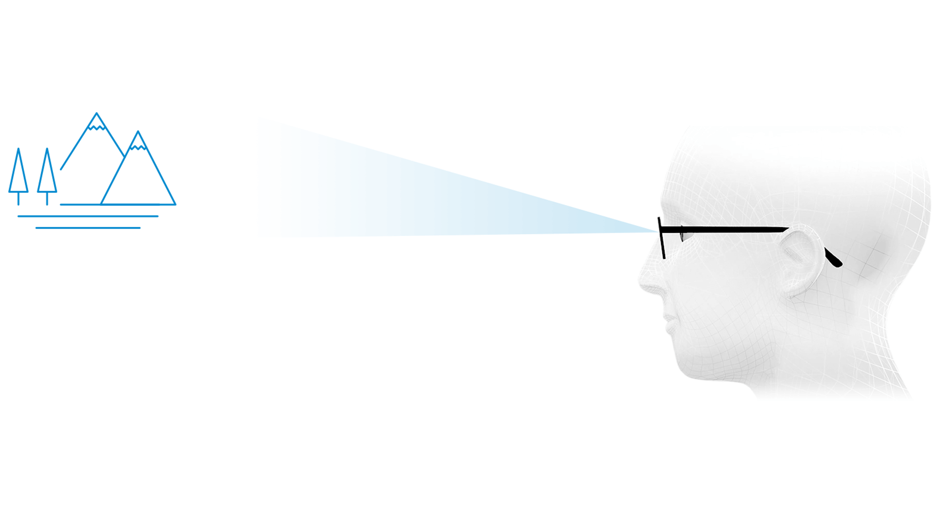 Optimum distance vision through the upper zone of the lens, the distance zone.